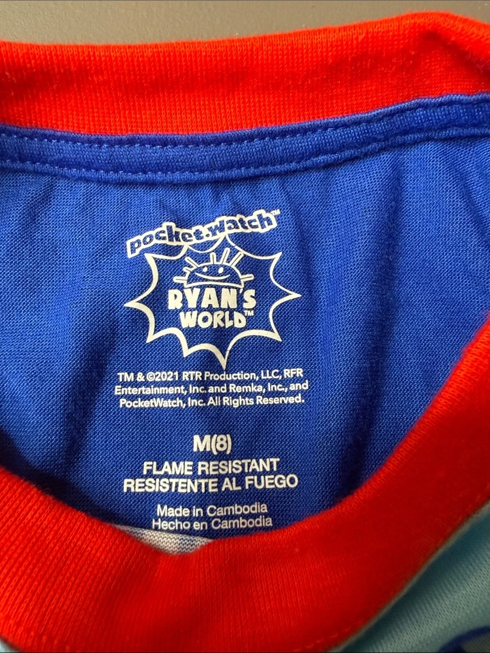 Kid’s Ryan’s World Pajama Set. Size: Med/8 NwoT